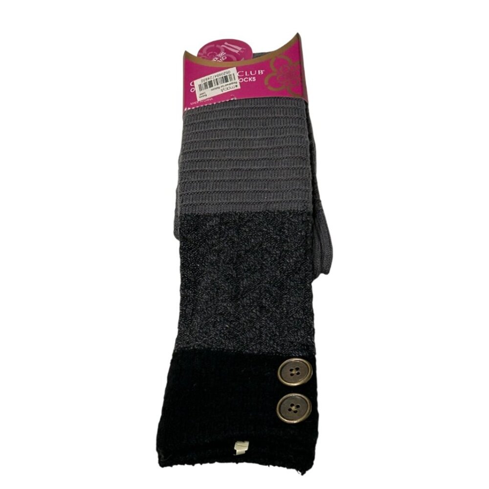 Charter Club  Over the Knee Socks Gray With Buttons Shoe Size 6 - 10 NWT